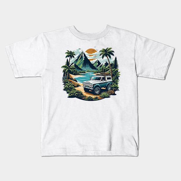 Bronco On The Mighty Jungle Kids T-Shirt by pentaShop